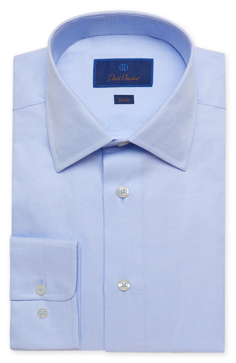 David Donahue Slim Fit Dobby Weave Dress Shirt, Main, color, Sky