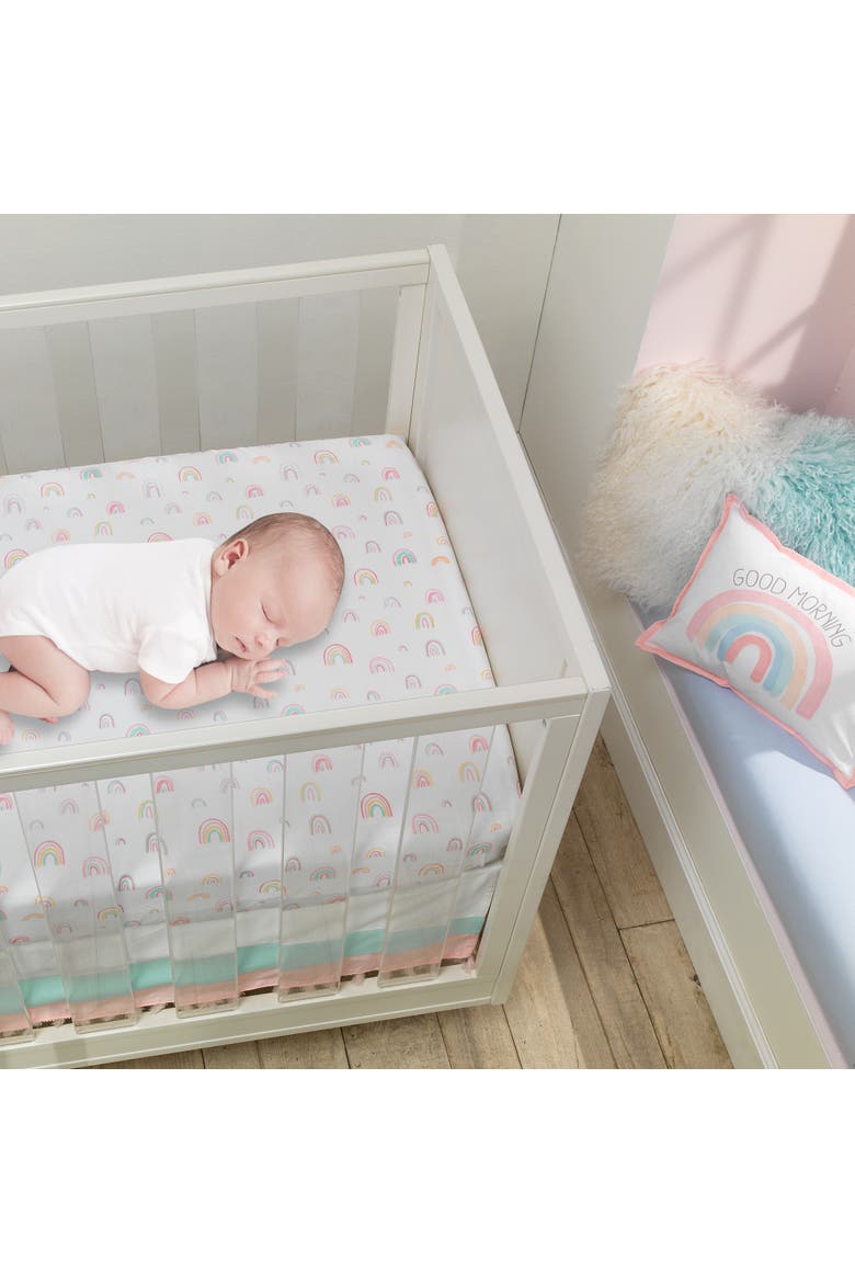 Watercolor Pastel Rainbow 5-Piece Baby Crib Bedding Set, Alternate, color, Multicolor