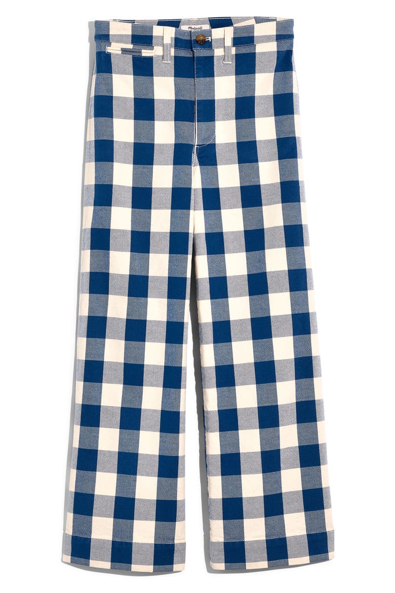 Emmett Windowpane Plaid Crop Wide Leg Pants, Alternate, color, DARK BLUE BETHONY GINGHAM