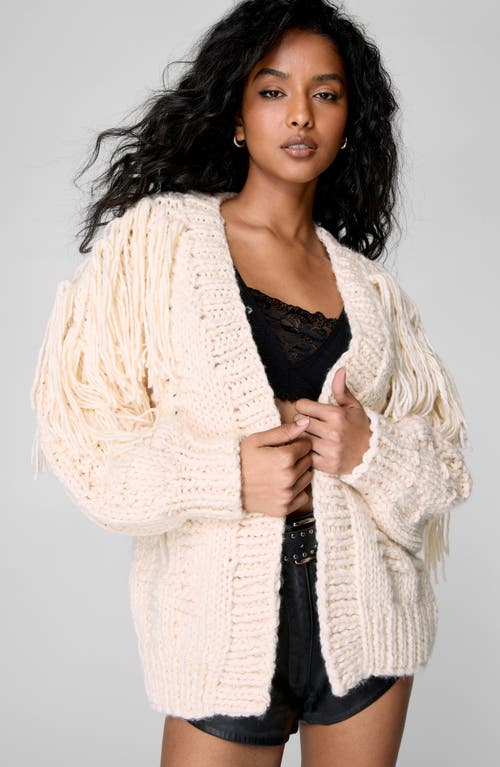 Nasty Gal Chunky Fringe Cardigan In Ecru