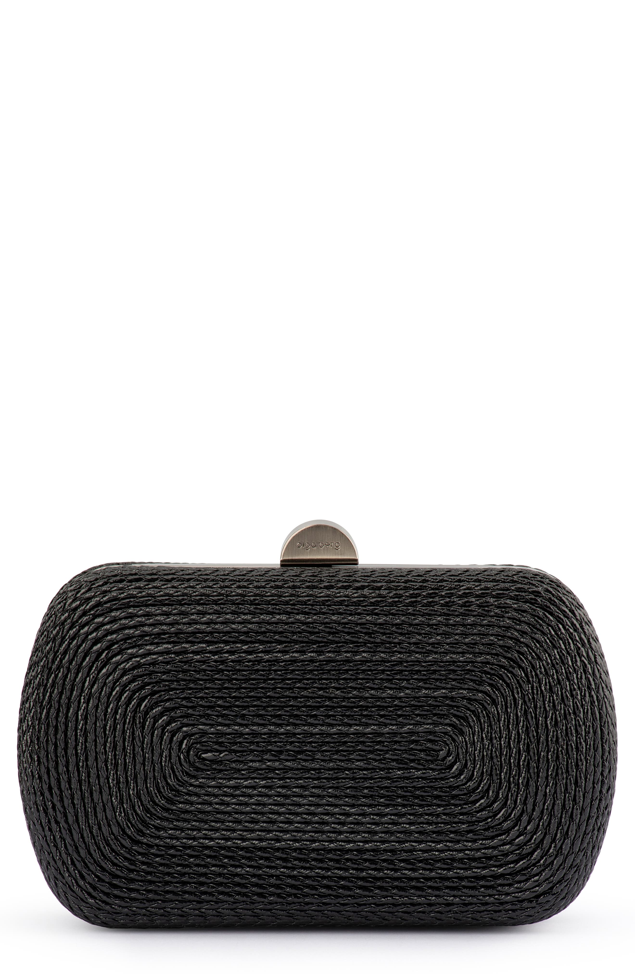 Olga Berg Martina Rope Clutch, Main, color, Black