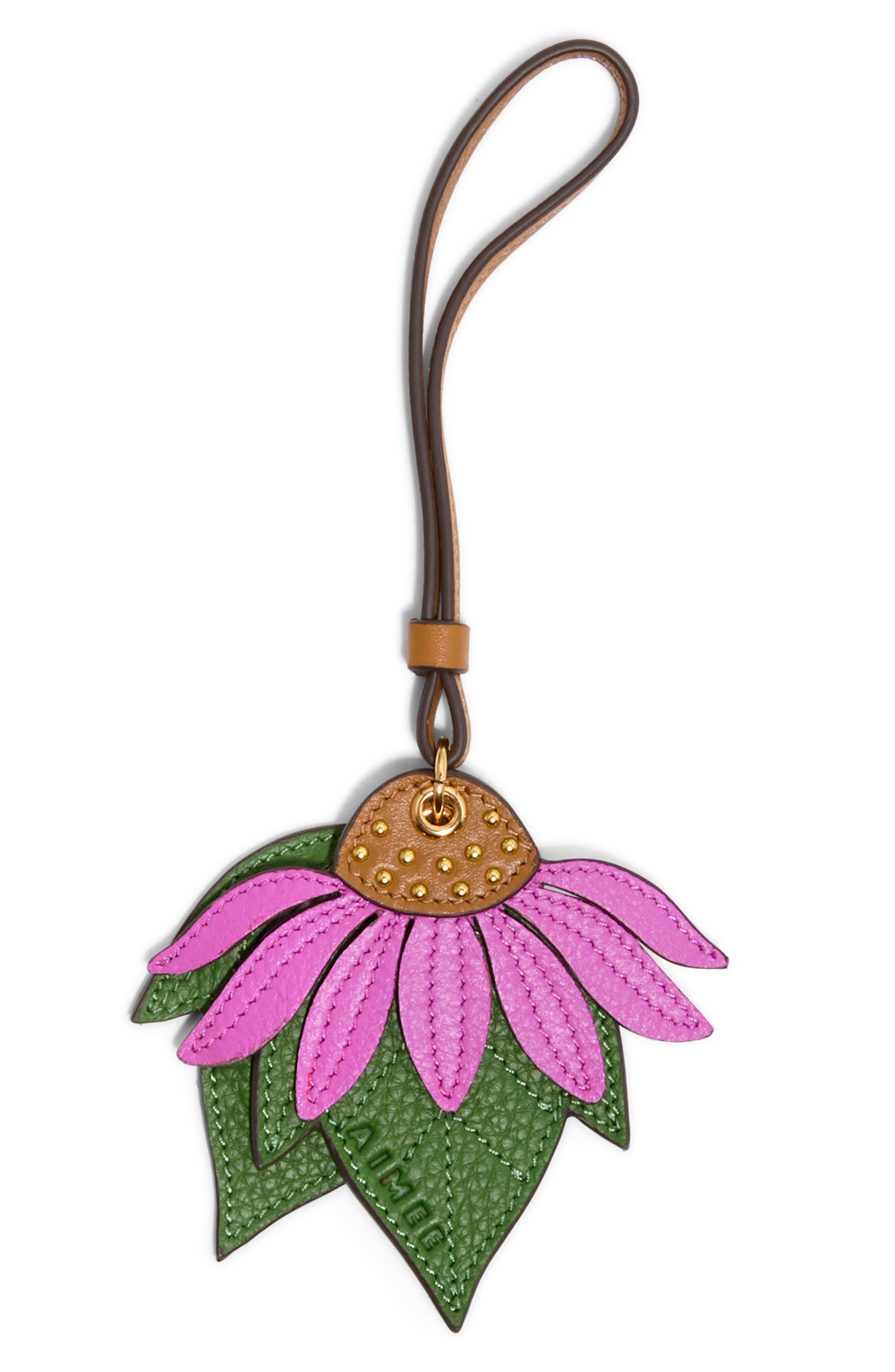 Floral Mirror Bag Charm, Main, color, PURPLE MULTI