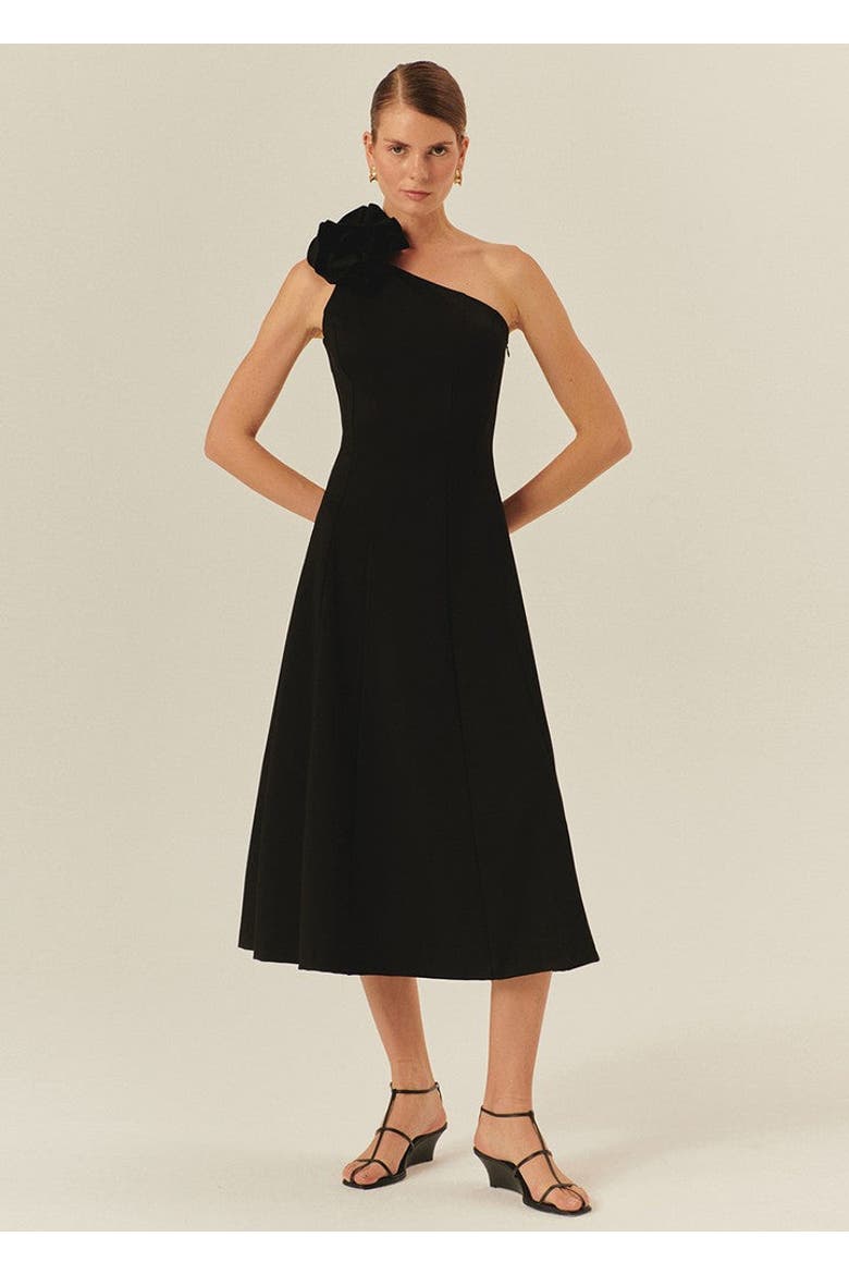 Emmy Midi Dress, Alternate, color, BLACK