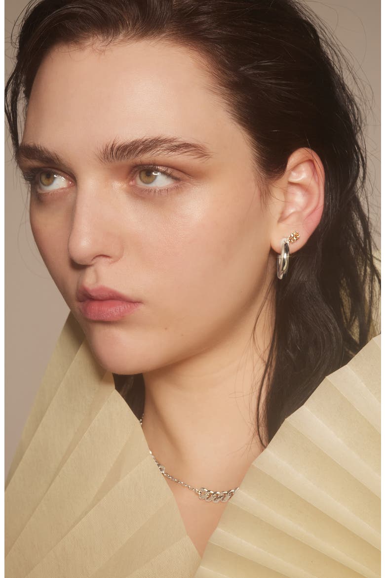 Tilt Hoop Earrings, Alternate, color, SILVER/ PEACH