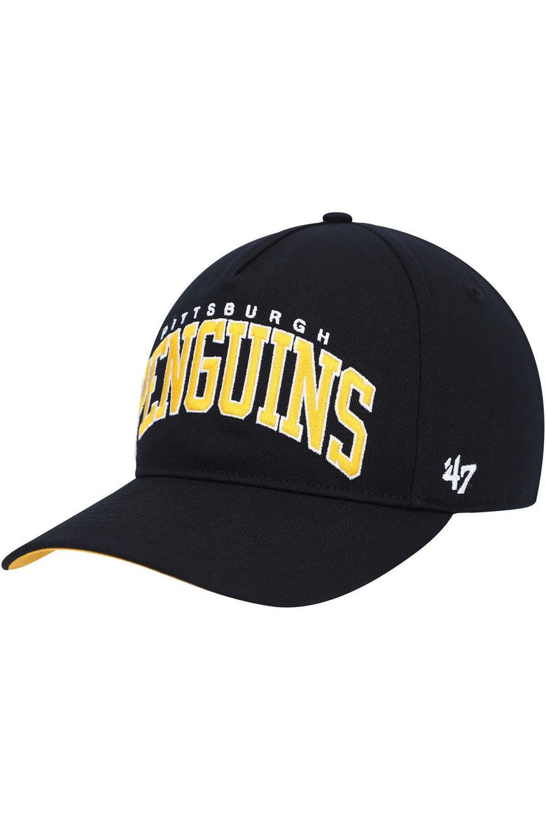 Men's '47 Black Pittsburgh Penguins Block Arch Hitch Snapback Hat, Alternate, color, Black