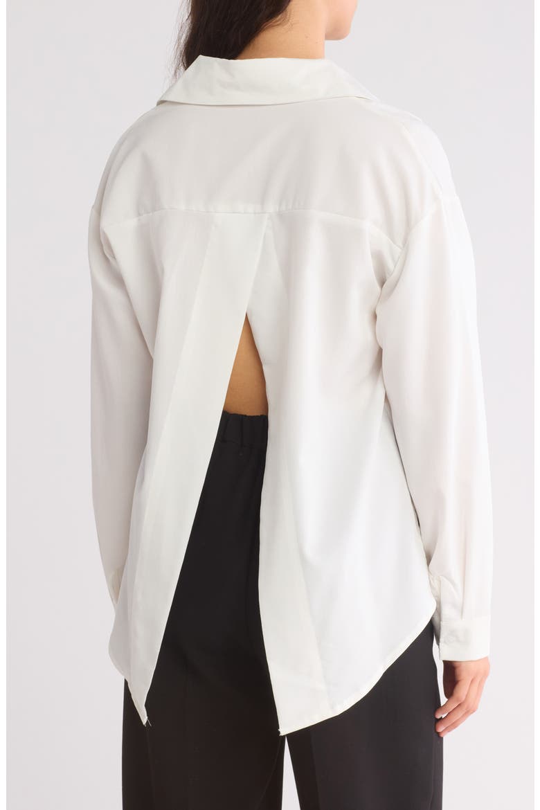 Split Back Button-Up Tunic Shirt, Alternate, color, WHITE