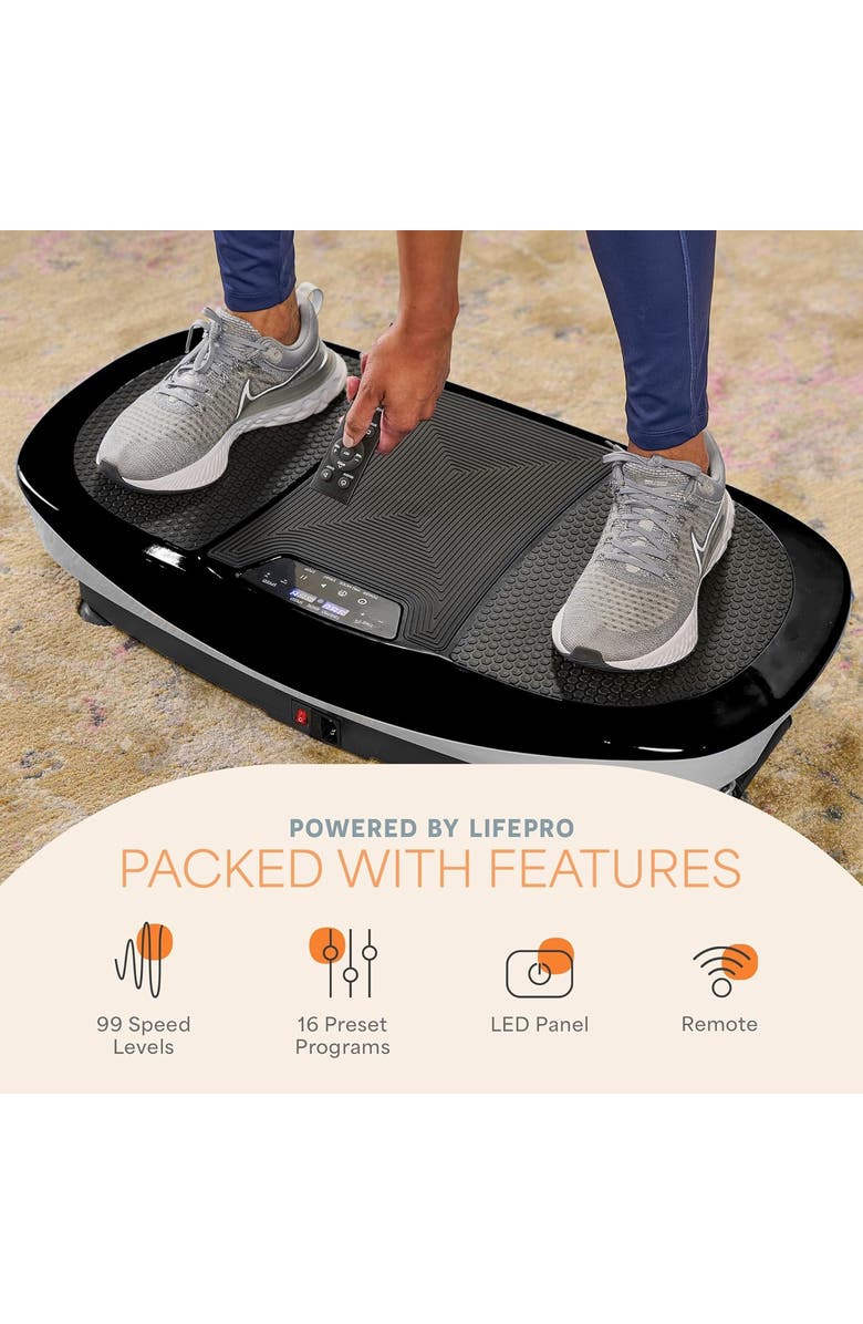 Lifepro Rumblex Max 4D Vibration Plate Exercise Machine with Bands for Home Fitness and Recovery, Alternate, color, Black