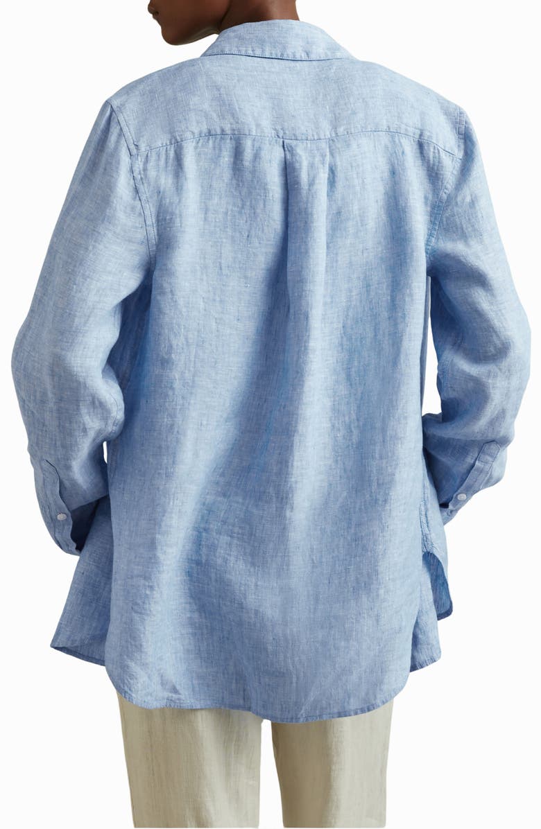 Reiss Belle Linen Button-Up Shirt, Alternate, color, Blue
