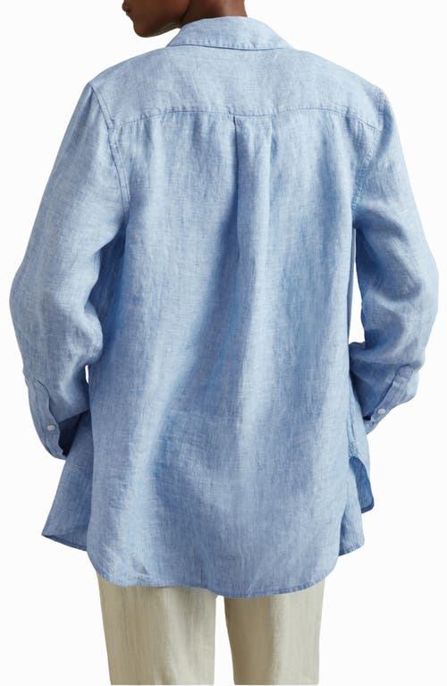 Reiss Belle Linen Button-up Shirt In Blue