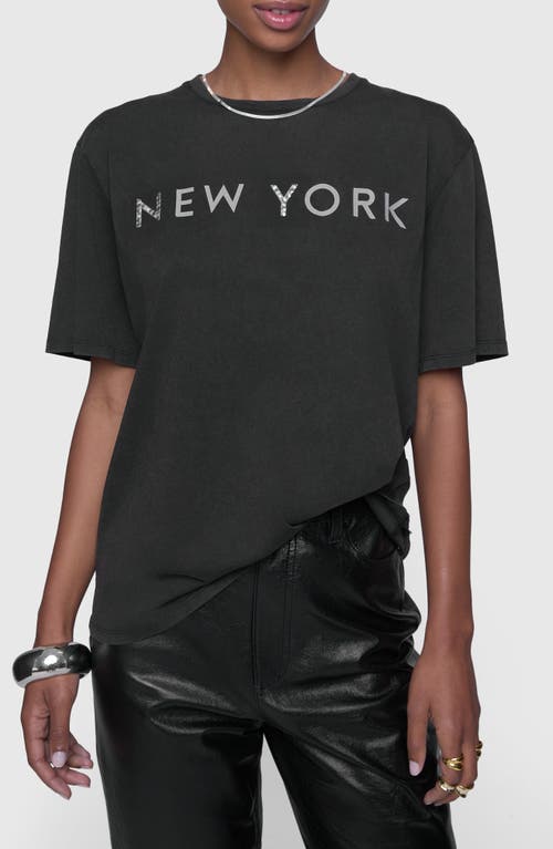 Rebecca Minkoff Athena Bf T-shirt In Acid Wash Black