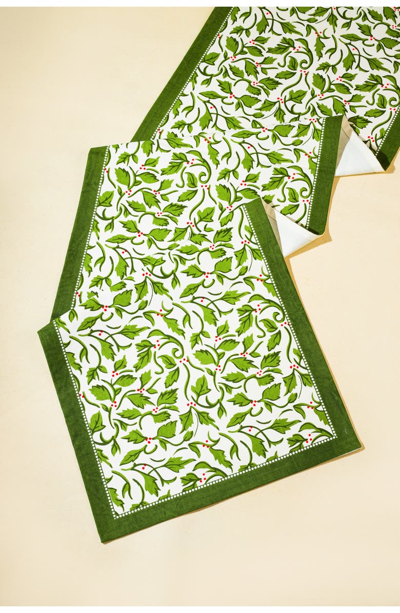 Tiramisu Print Cotton Table Runner, Alternate, color, Green