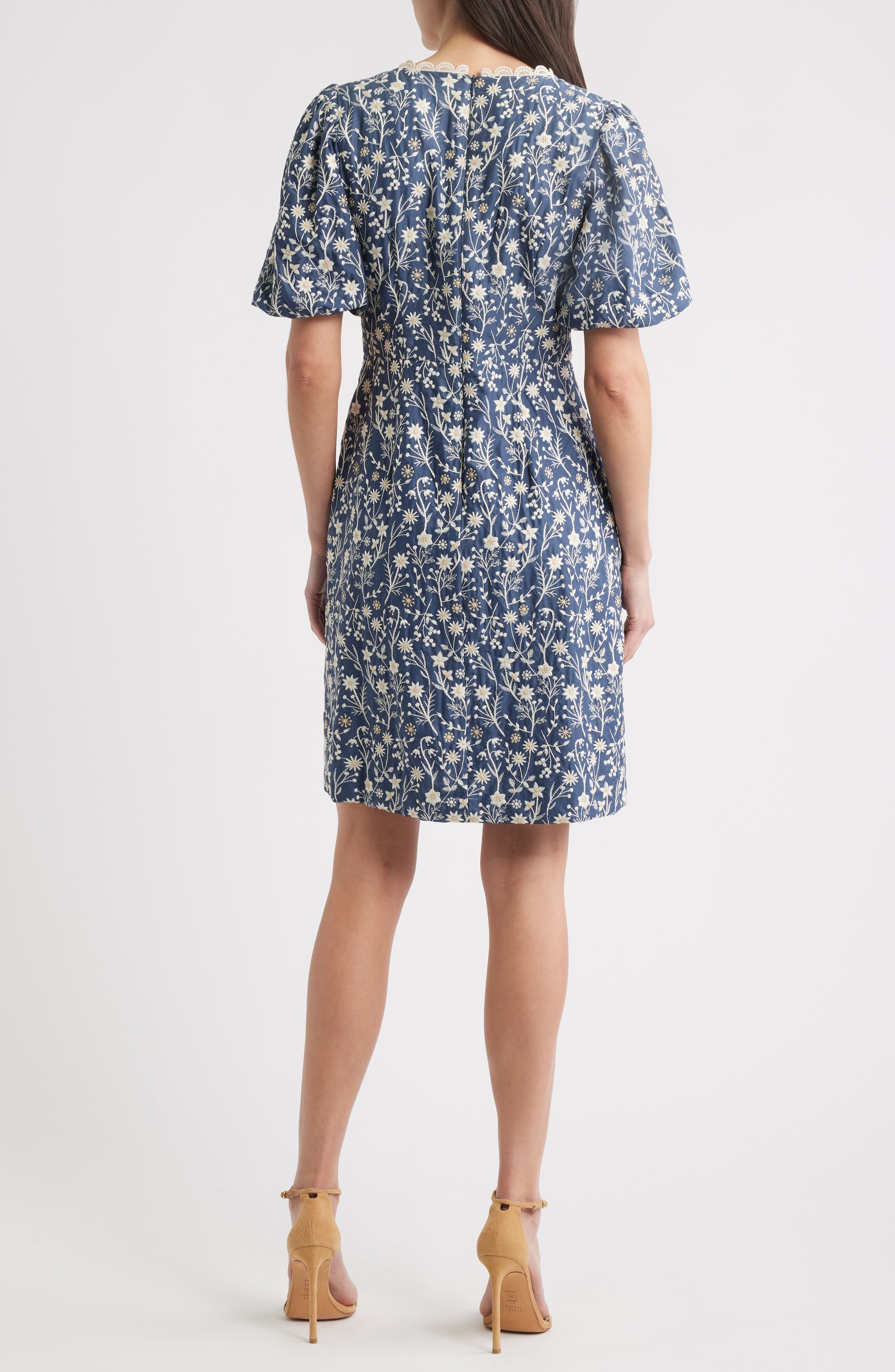 Embroidered Puff Sleeve Dress - image 2