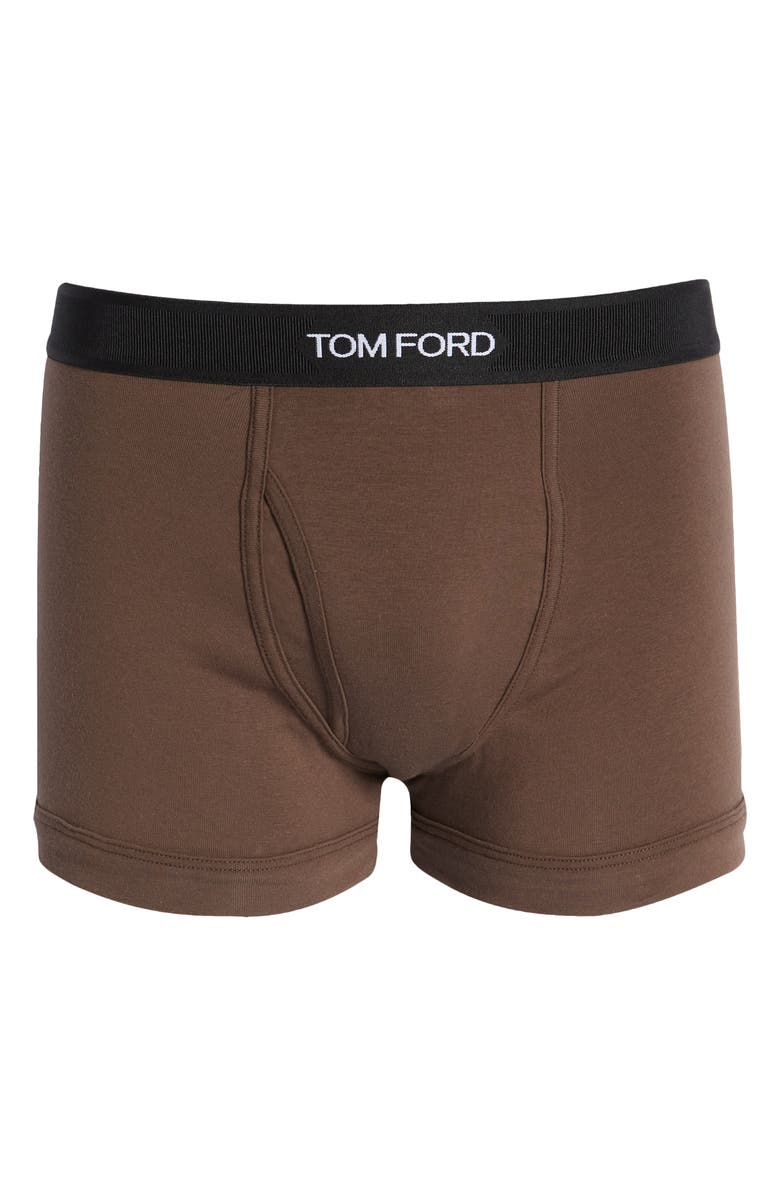 TOM FORD Cotton Stretch Jersey Boxer Briefs, Alternate, color, Dark Brown