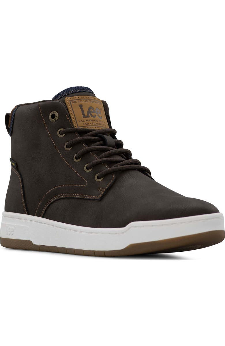 Lee Spencer High Top Sneaker, Main, color, Black Coffee/ Navy Denim/ Tan