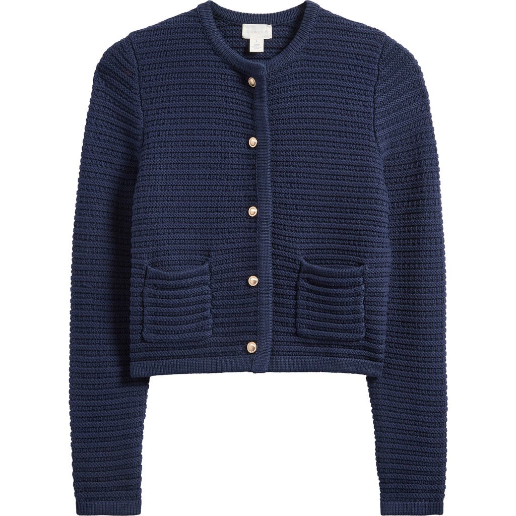 Caslonr Caslon(r) Textured Pima Cotton Cardigan In Navy Blazer