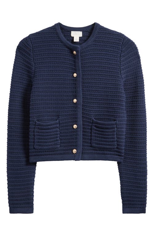 Caslon ® Textured Pima Cotton Cardigan In Blue