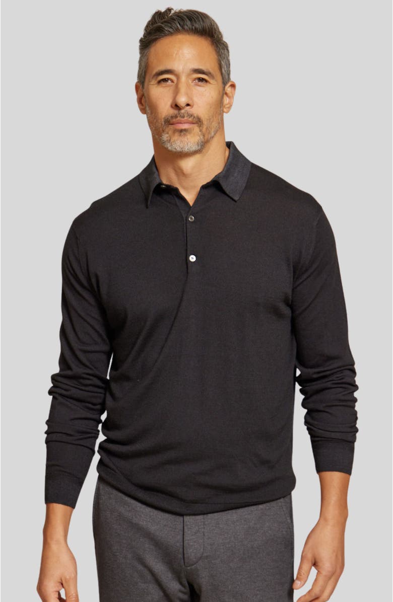Rye 51 The Harrison Long Sleeve Polo, Main, color, Black