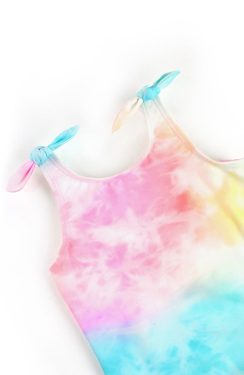RuffleButts Kids' Rainbow Tie Dye One-Piece Swimsuit, Alternate, color, 