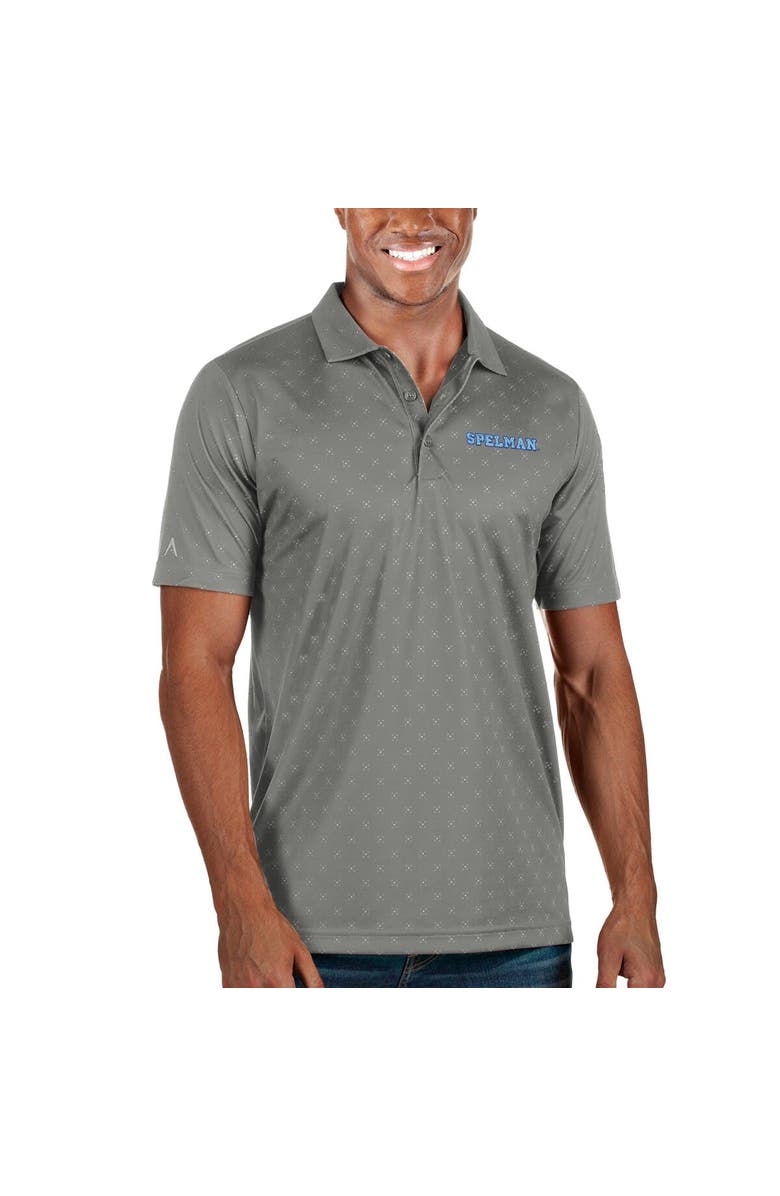 ANTIGUA Men's Antigua Gray Spelman College Jaguars Spark Polo, Main, color,