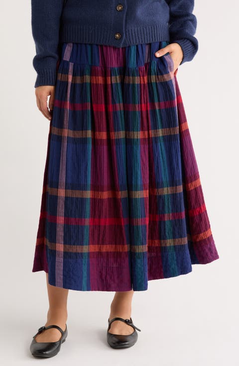 Gia Plaid Midi Skirt