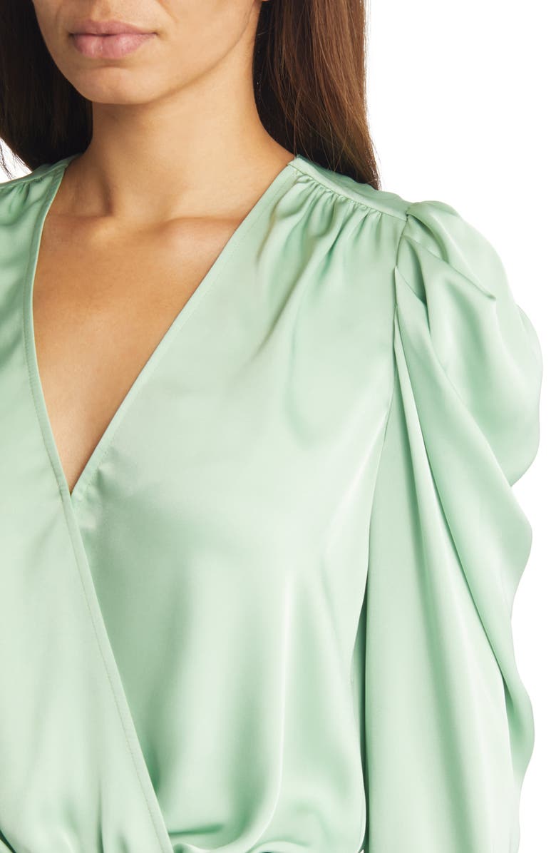 Ramy Brook Pauline Satin Wrap Front Blouse, Alternate, color, Pistachio