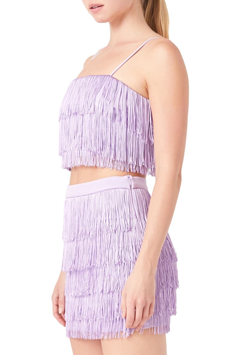 Tiered Fringe Crop Top, Alternate, color, LILAC