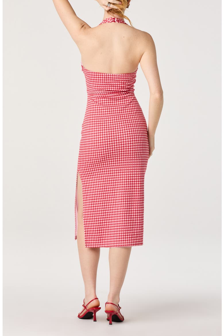 Alice Gingham Halter Neck Midi Dress, Alternate, color, RED GINGHAM