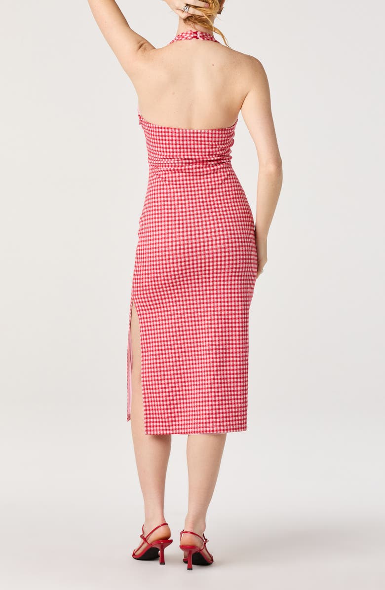 ASTR the Label Alice Gingham Halter Neck Midi Dress, Alternate, color, Red Gingham