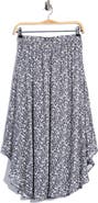 Renee C Floral Handkerchief Hem Midi Skirt