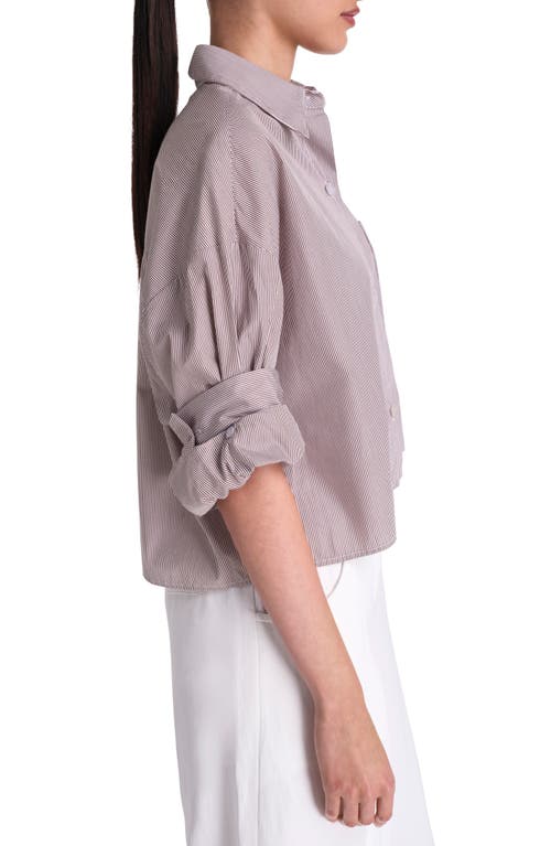 Twp Next Ex Stripe Crop Button-up Shirt In Gray