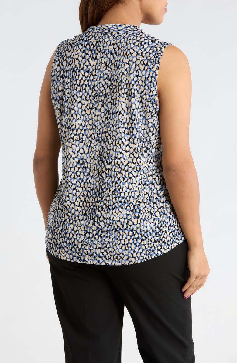 AK ANNE KLEIN Ruffle V-Neck Top, Alternate, color, Blue Jay Multi