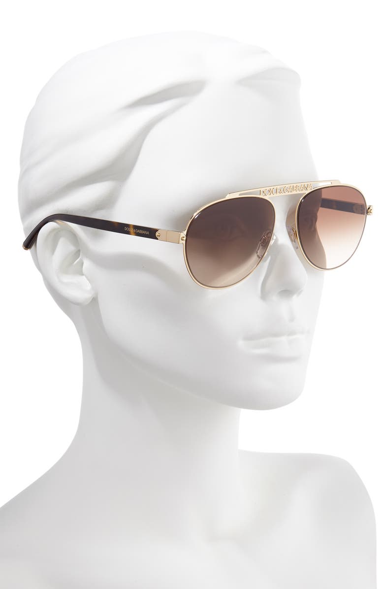 Dolce&Gabbana 57mm Gradient Pilot Aviator Sunglasses, Alternate, color, 