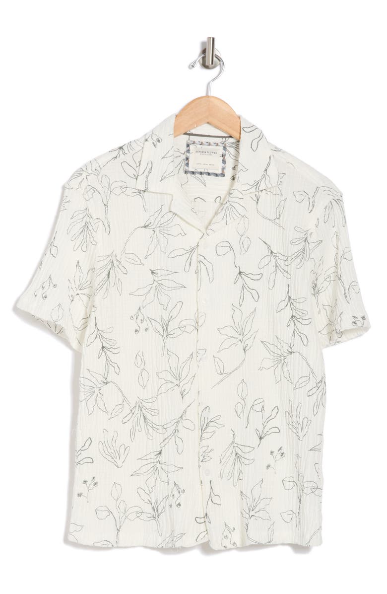 DENIM AND FLOWER Textured Gauze Short Sleeve Shirt, Alternate, color, 