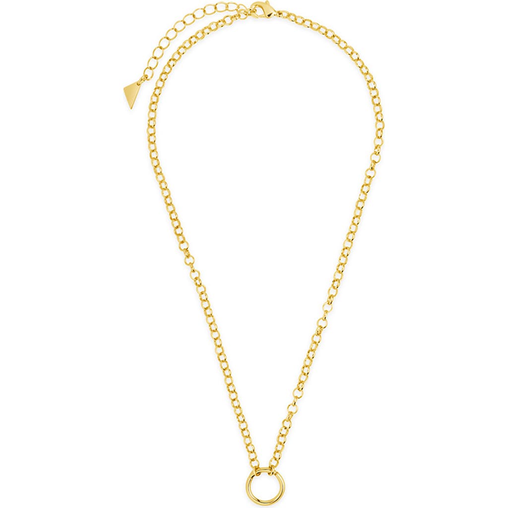 Sterling Forever Simple Link Pendant Chain Necklace In Gold