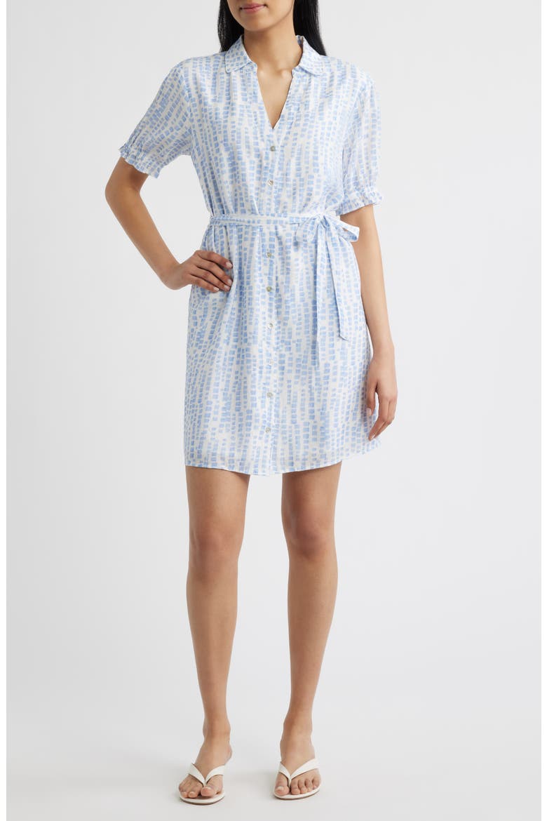 Block Print Belted Minidress, Main, color, SALTWATER BLOCKS