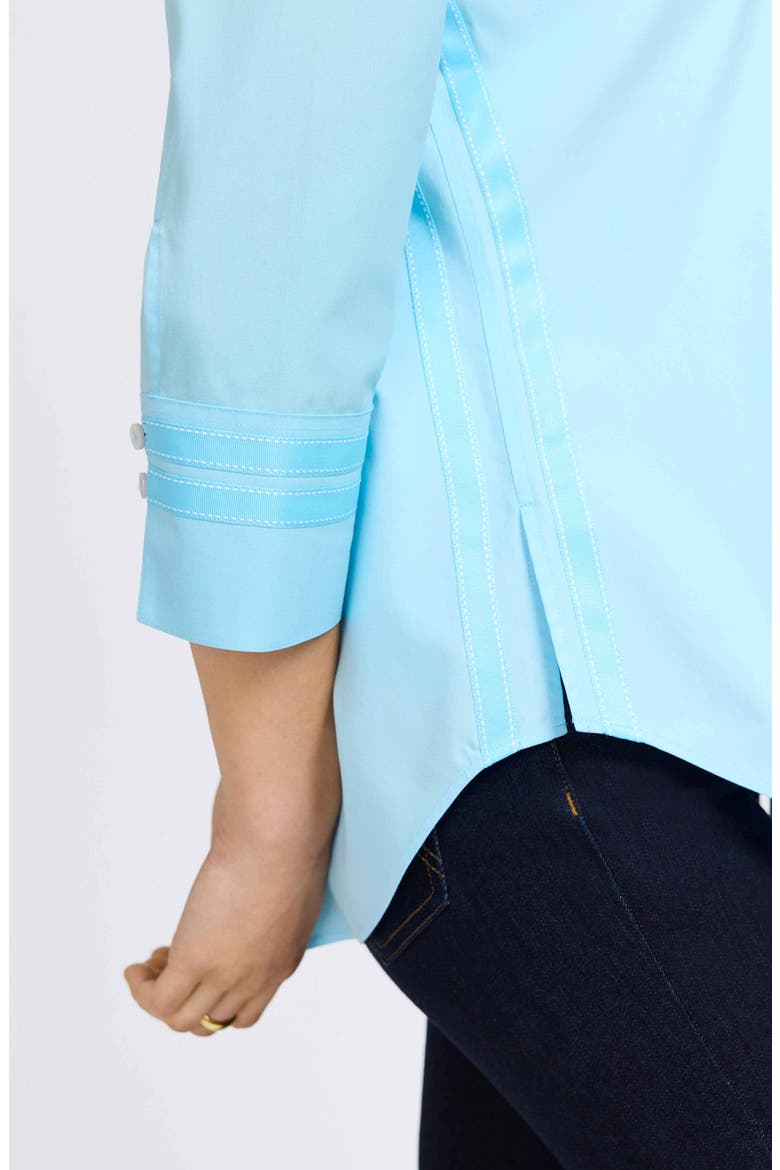 Brooke Grosgrain Trim Button-Up Shirt, Alternate, color, SOFT AQUA