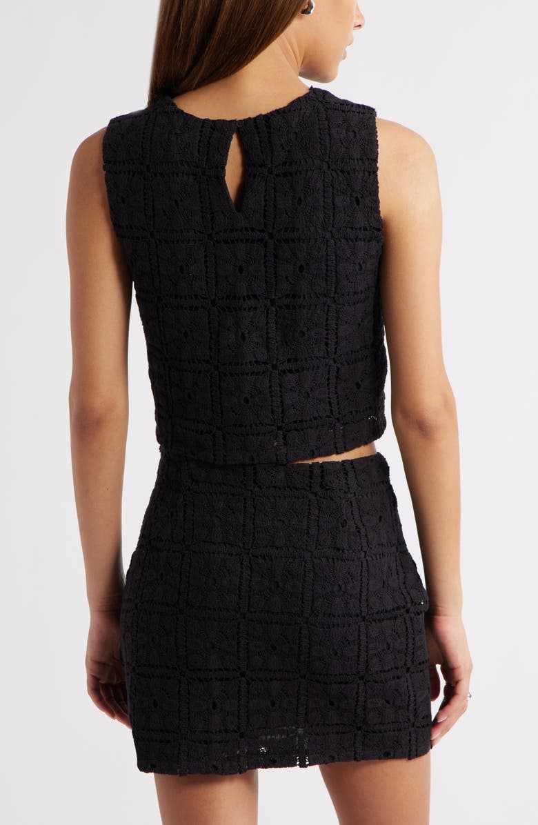 Open Edit Sleeveless Lace Tank Top, Alternate, color, Black