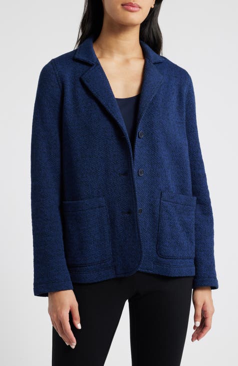 Sold Eileen Fisher NEW Artisanal Handwove Knit Jacquard Jacket Blazer Natural Size XL