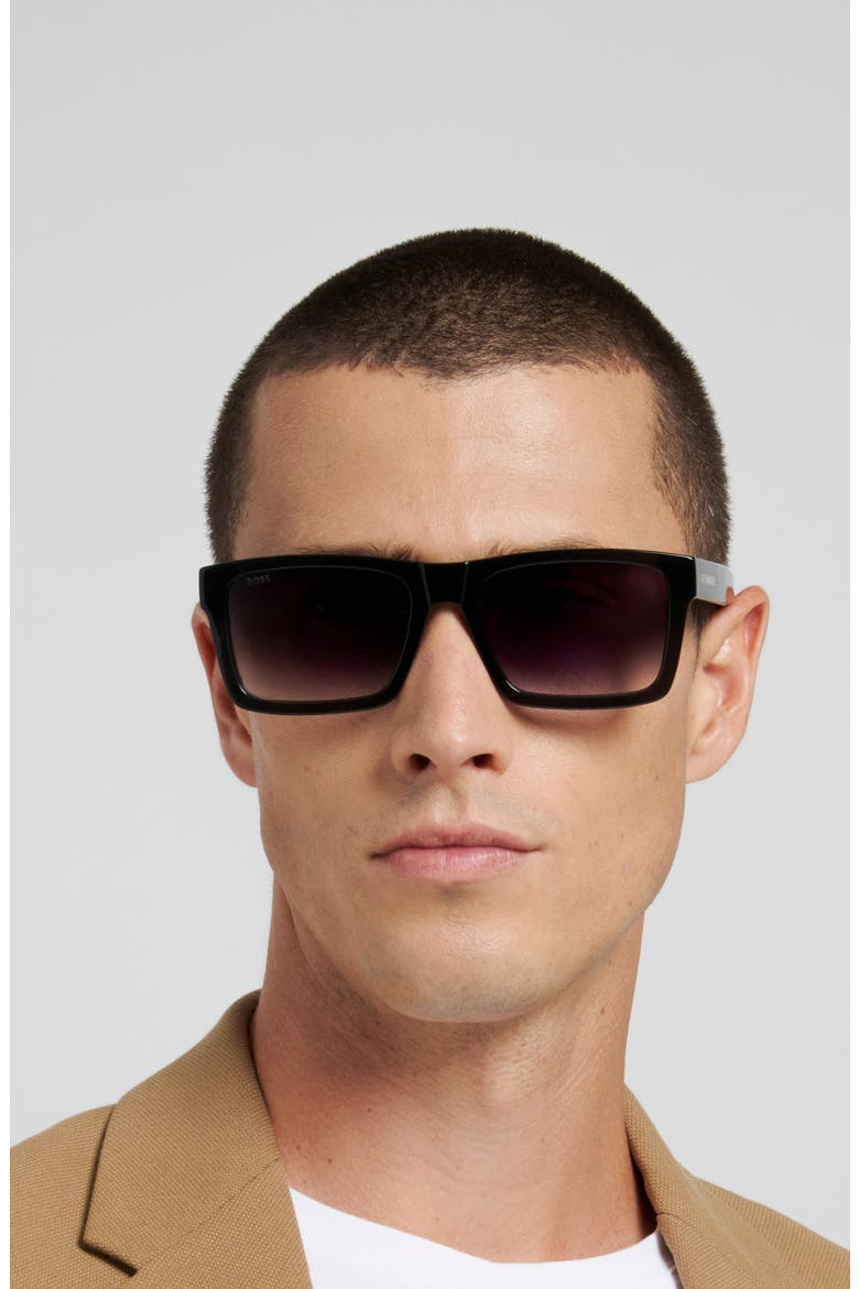56mm Gradient Rectangular Sunglasses, Alternate, color, GREY/ DARK GREY SF