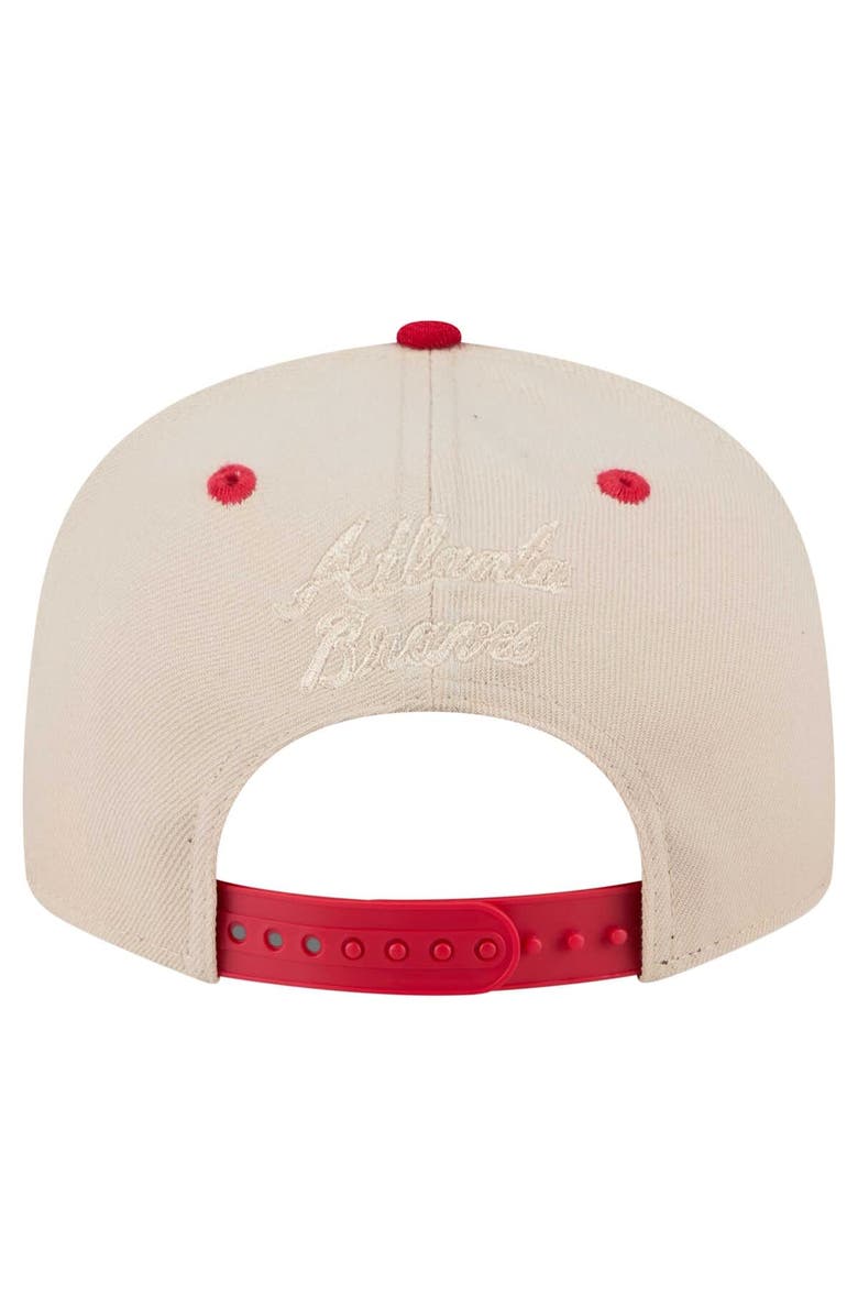 New Era Men's New Era  Cream/Red Atlanta Braves Team Art 9FIFTY Snapback Hat, Alternate, color, 