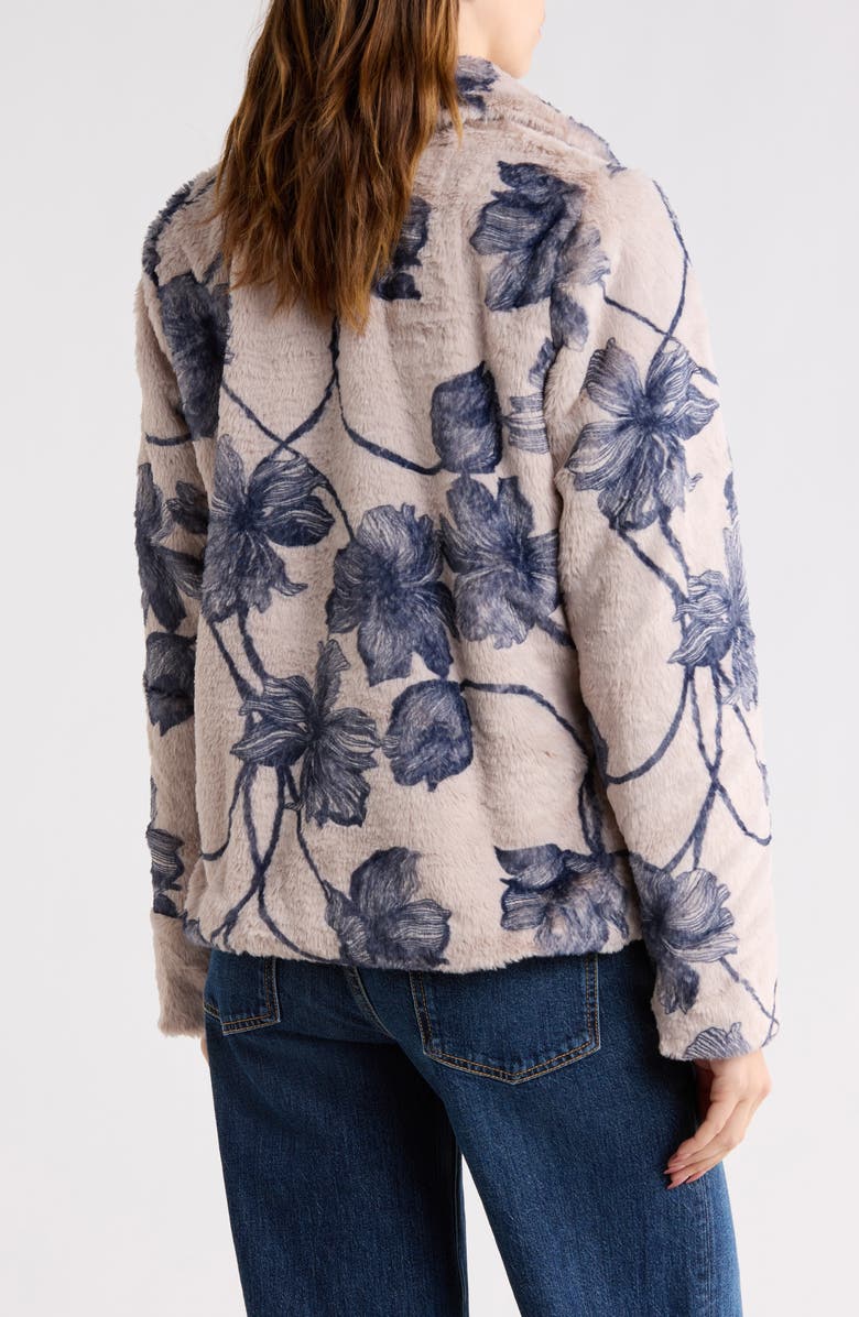 Hutch Tiffy Floral Faux Fur Coat, Alternate, color, Taupe/ Navy
