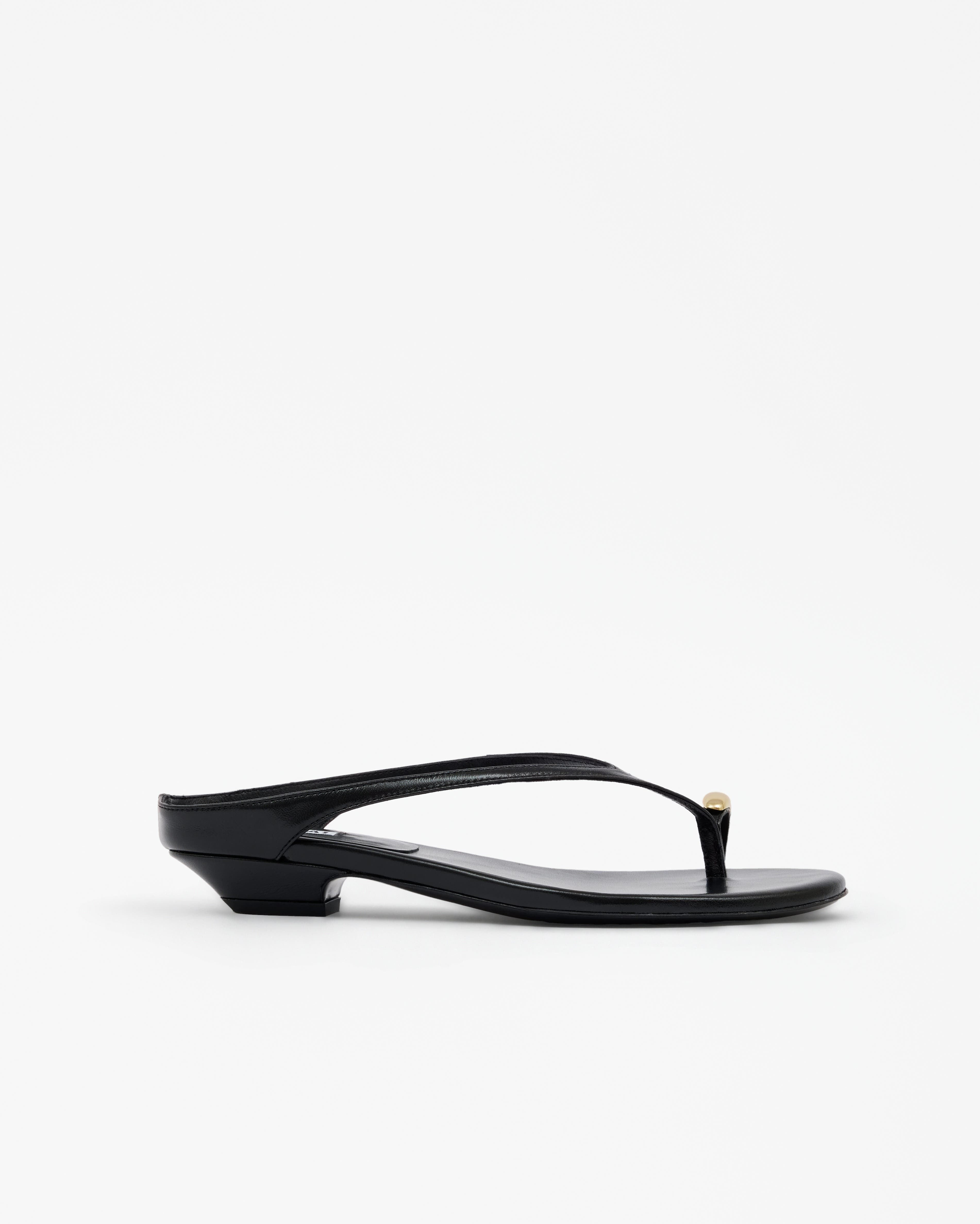 MI/MAI Juno Jewel Detail Flat Sandals, Main, color, Black
