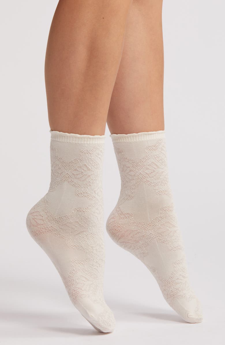 Oroblu Jacquard Lace Quarter Socks, Main, color, 