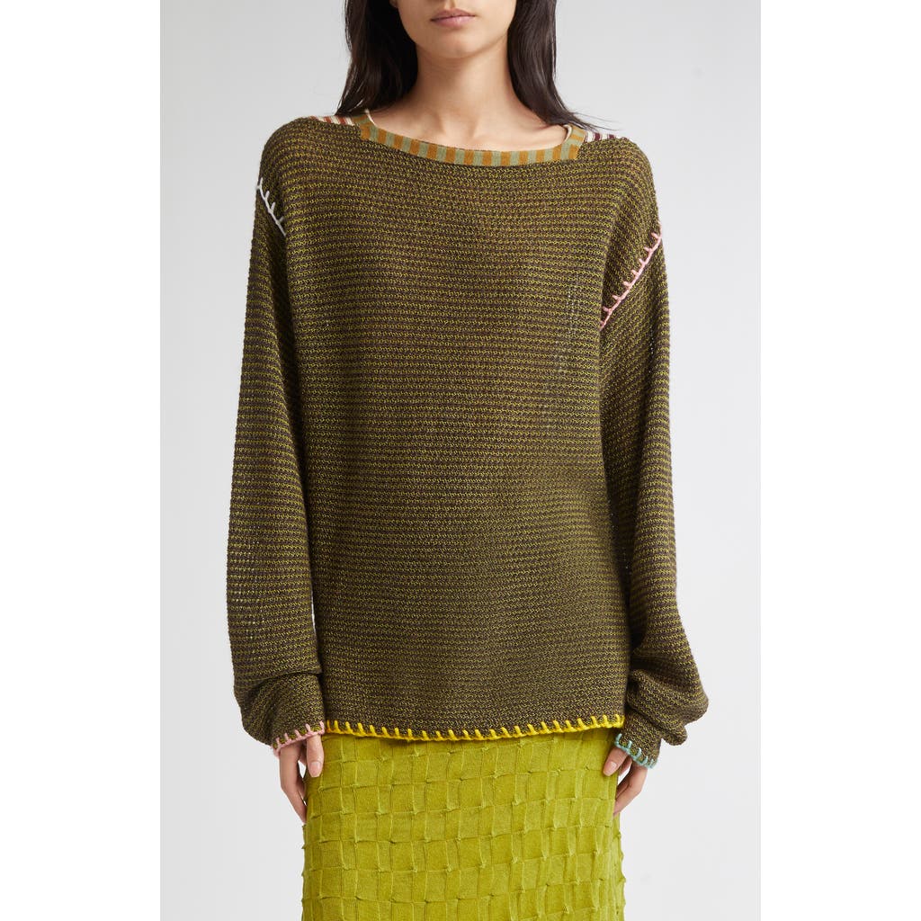 Yanyan Netty Gusset Lambswool Blend Sweater In Green