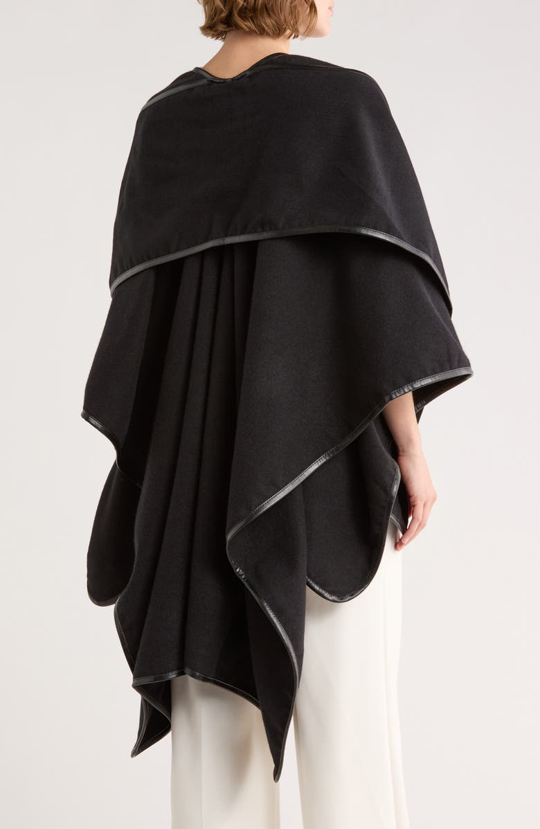 NORDSTROM RACK Faux Leather Trim Cape, Alternate, color, Black