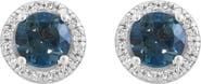 EFFY 14K White Gold Round London Blue Topaz & Diamond Halo Stud Earrings