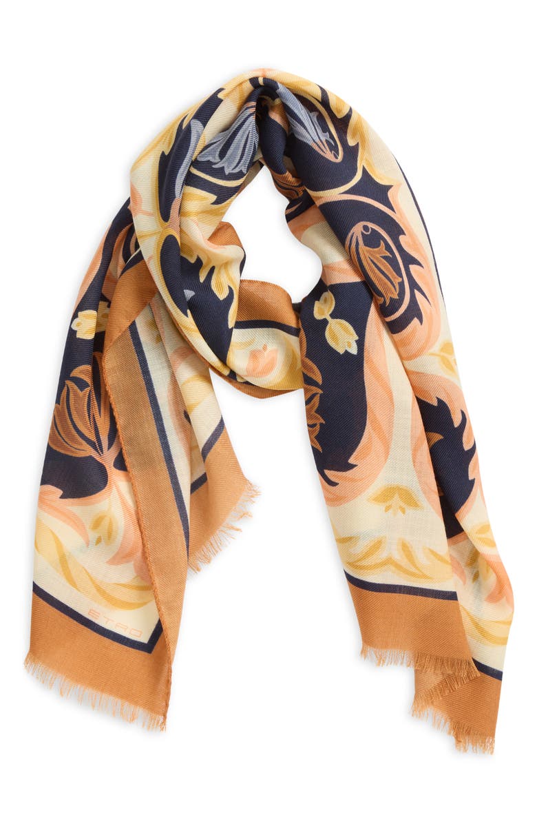Etro Tosca Wool Fringe Scarf, Alternate, color, 