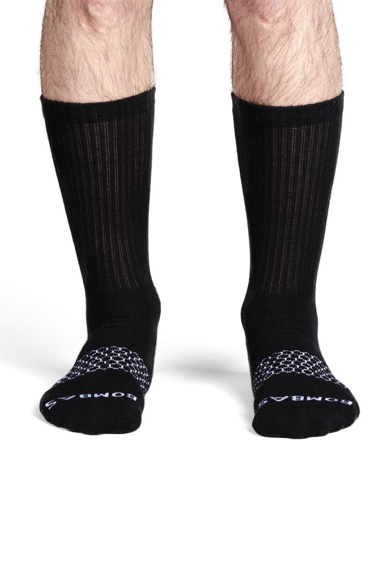 Bombas Solid Calf Socks, Alternate, color, Black