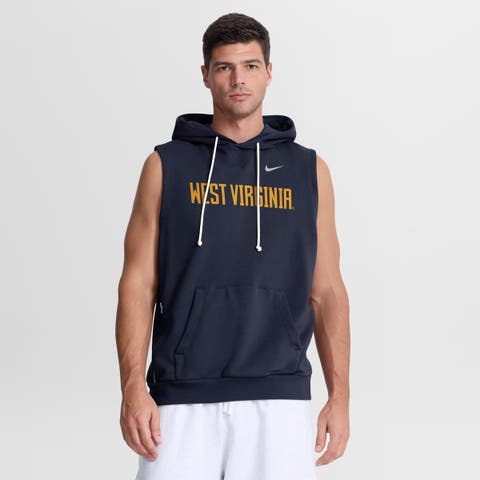 Men's Nike  Navy West Virginia Mountaineers 2026 Sideline Sleeveless Dri-FIT Hoodie