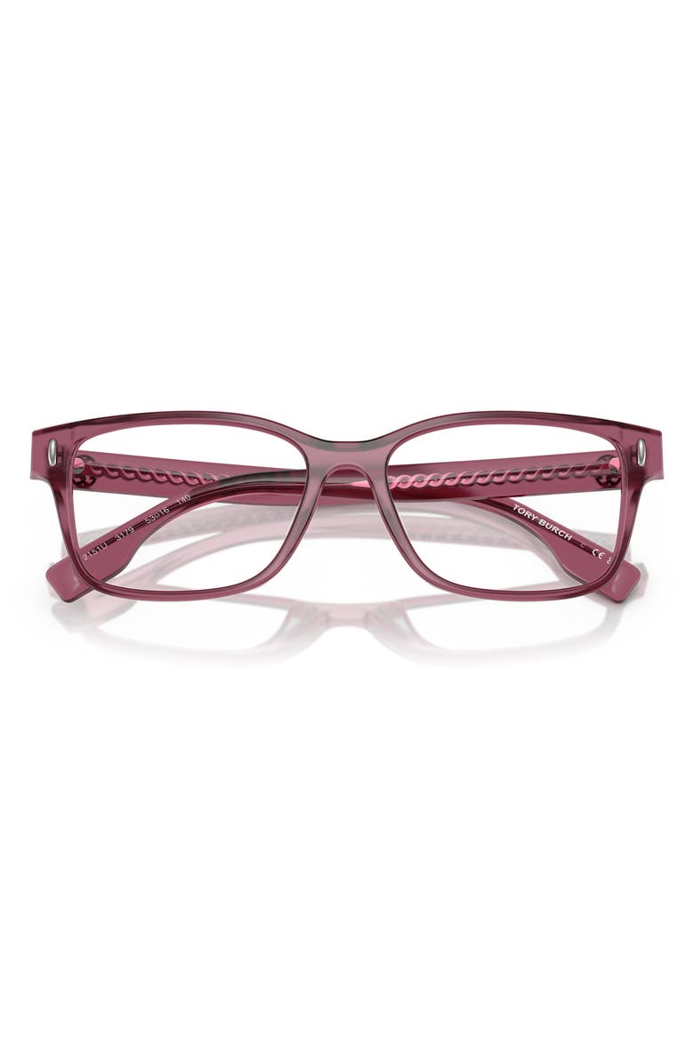 Tory Burch 49mm Rectangular Optical Glasses, Alternate, color, Red